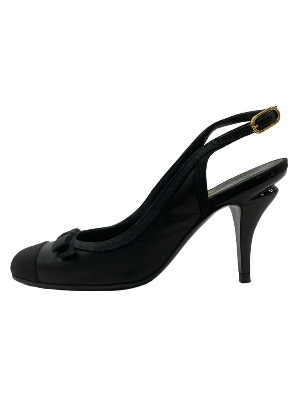 Chanel Sandals Black Ribbon CC Logo Lambskin